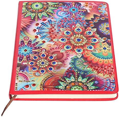 5D Diamond Painting Art Cover Leather Notebook, DIY Special Shaped Diamond Painting Diary Book 100 Pages Paper A5 Blank Sketchbook Journal Book (Colorful)