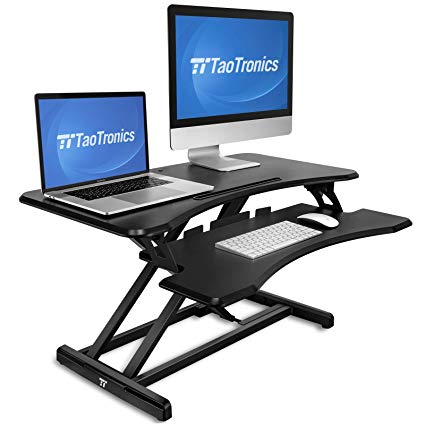 Standing Desk Converter, TaoTronics 36 inch Stand Up Desk Sit to Stand Desk Adjustable Riser, Fit Dual Monitors with Removable Keyboard Tray Ergonomic Workstation