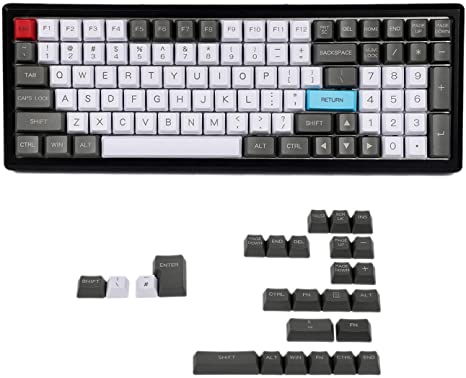 YMDK 125 Keys ANSI ISO Keyset OEM Profile Thick PBT Keycap Set Suitable for Cherry MX Mechanical Keyboard YMD96 RS96 YMD75 KBD75 Standard 104 TKL 61 Keyboard (Only Keycap) (White Gray red 125 Keys)