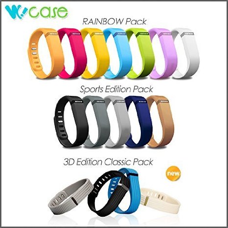 WoCase Rainbow Pack or Sports Edition Pack Sold Separately Accessory Replacement Wristband Bracelet Pack with Claspsor Fastener Set or FastenerClasp Set for Fitbit Flex Activity and Sleep Tracker
