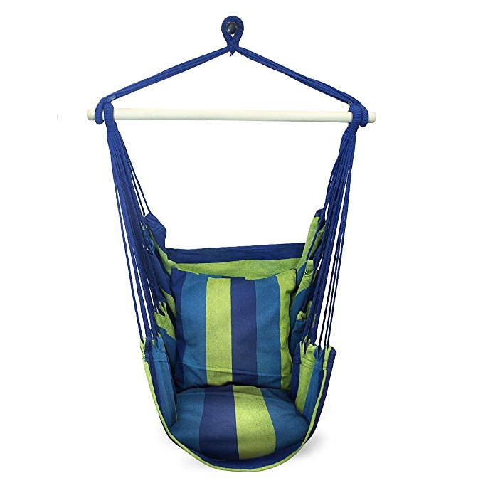 Sorbus SWING Blue Hanging Rope Hammock Chair Swing Seat