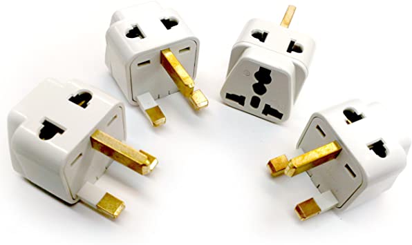 Plug Adaptor England, UK, Hong Kong 2-In-1 Universal Type G - 4 Pack Travel Adapter - United Kingdom, Ireland, Great Britian, Scotland, London, Dublin