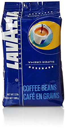 Lavazza Super Crema Whole Bean Coffee Blend, Medium Espresso Roast, 2.2-Pound Bag