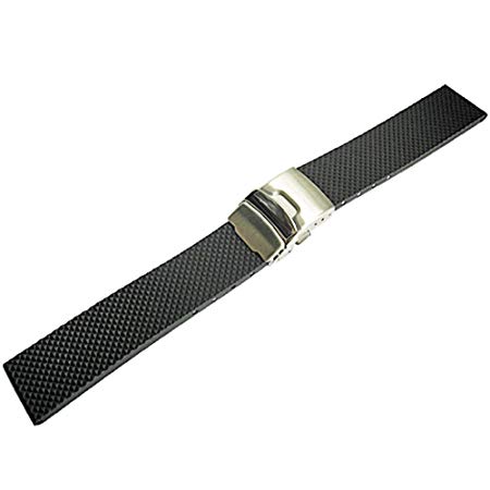 Bonetto Cinturini 18mm Black Rubber Watch Strap Model 300D