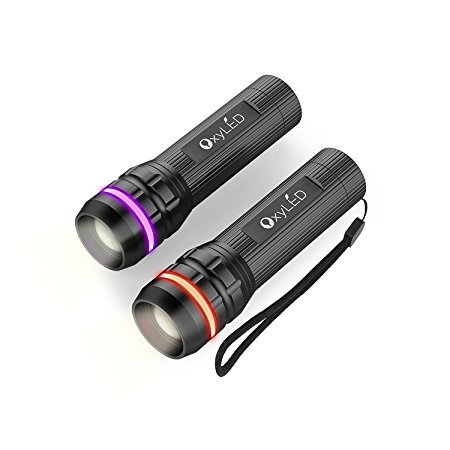 [2 PACK] OxyLED OxyWild MD02 Zoomable Mini LED Flashlight, 3 Lighting Modes, Colorful Decorative Ring