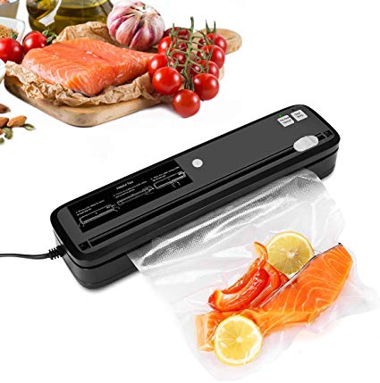 Vacuum Sealer, Automatic Vacuum Sealing Machine with Cutter for Food Saver, 3pcs Vacuum Sealer Bags(Black)