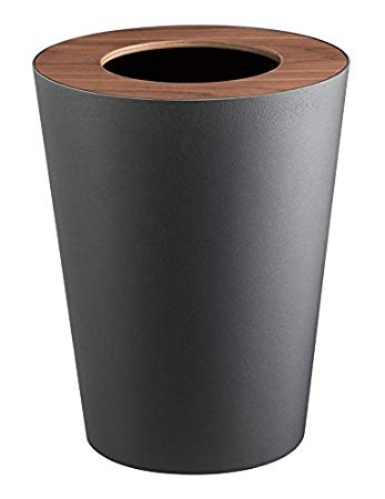 Red Co. Round Metal Modern Waste Basket, Trash Can Bin for Office or Bathroom, Black, 11-Inch