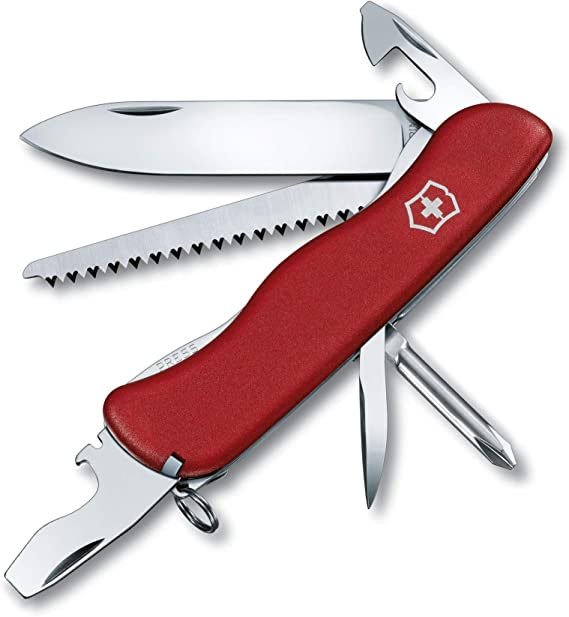 Victorinox Trailmaster Swiss Army Pocket Knife, Large, Multi Tool, 12 Functions, Large Locking Blade, Red