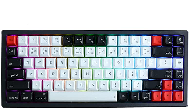 EPOMAKER AK84S 84 Keys Bluetooth 5.1 Wireless/wired RGB Hot Swappable Mechanical Keyboard with GK1 Profile PBT Keycaps, 4000mAh Battery for Mac/Win(Chocolate Brown Switch, Black White Red PBT Keycaps)