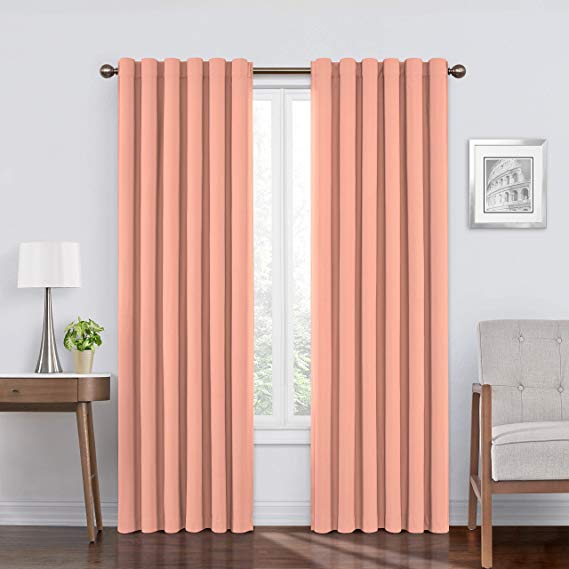 ECLIPSE Bradley Thermal Insulated Single Panel Rod Pocket Darkening Curtains for Living Room, 50" x 63", Cameo