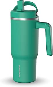 Hydrapeak Kids Voyager 18 oz Tumbler with Handle and Flip-Up Straw Lid | Spill Proof and Leak Resistant | Reusable Stainless Steel Water Bottle | Gift for Kids Boys Girls | Kelly Green