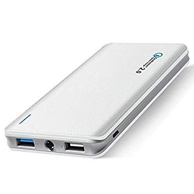 Portable Charger, Power Bank 10000mAh, 18W High-Speed 2 USB Ports Battery Pack with LED Flashlight, Compatible with iPhone Xs MAX XR X 8 7 6s 6 Plus, Samsung S9 Note 9 iPad Tablet (White)