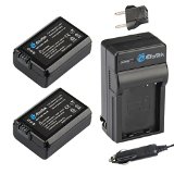 EforTek NP-FW50 Replacement Battery 2-Pack and Charger Kit for Sony NP-FW50 and Sony Alpha 7 a7 Alpha 7R a7R Alpha a3000 Alpha a5000 Alpha a5100Alpha a6000NEX-3 NEX-3N NEX-5 NEX-5N NEX-5R NEX-5T NEX-6 NEX-7 NEX-C3 NEX-F3 SLT-A33 SLT-A35 SLT-A37 SLT-A55V DSC-RX10Alpha QX1 Alpha 7SAlpha 7 II