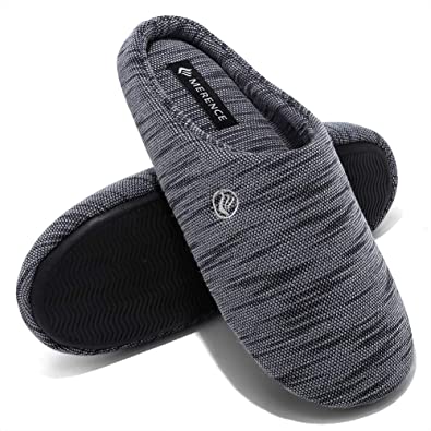 CIOR Fantiny Men’s Memory Foam Slippers Comfort Knitted Cotton-Blend Closed Toe Non-Slip House Shoes Indoor & Outdoor