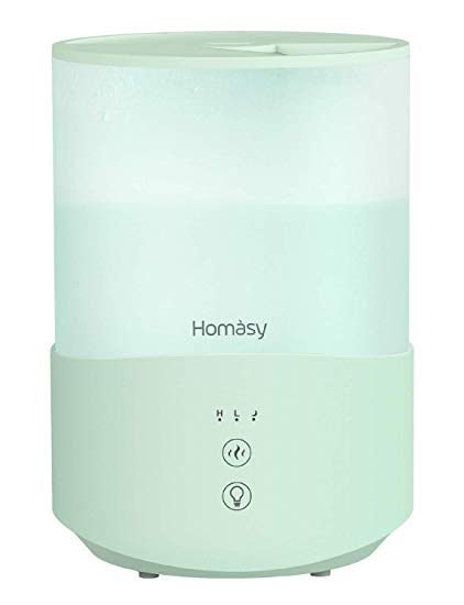 Homasy Cool Mist Humidifier Diffuser, 2.5L Essential Oil Diffuser with 7-Color Mood Lights, Top Fill Humidifier for Bedroom, Baby Humidifier with Adjustable Mist Output, Sleep Mode, Auto Shut Off