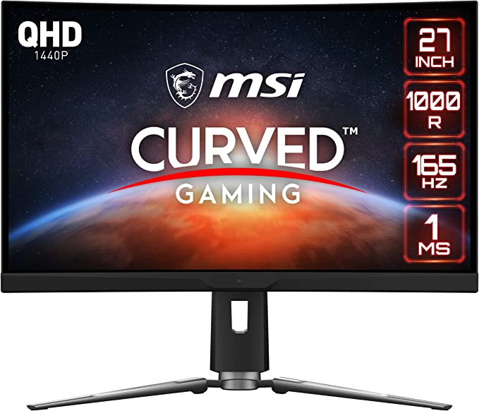 MSI MPG ARTYMIS 273CQR, 27" Gaming Monitor, 2560 x 1440 (QHD), VA, 165Hz, FreeSync Premium, HDR 400, HDMI, Displayport, USB C, Tilt, Swivel, Height Adjustable