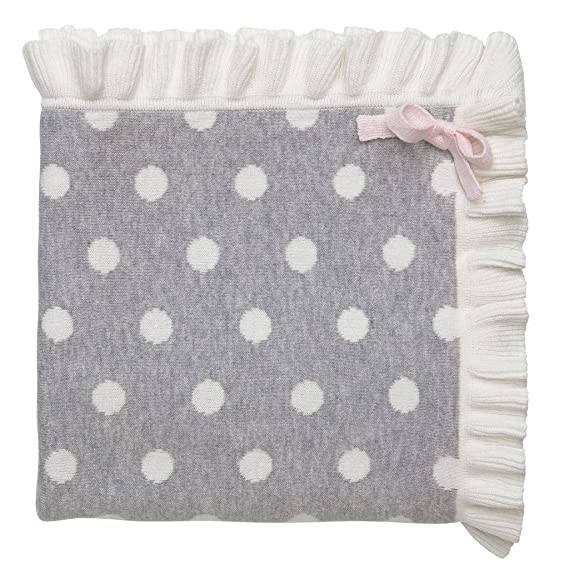 Elegant Baby 100% Cotton Tightly Knit Blanket, Gray Dot, 30" x 40"