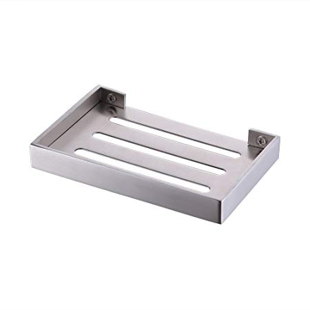 Kes SUS 304 Stainless Steel Bathroom Soap Basket Wall Mount Modern Square Style Brushed Finish BSH202-2