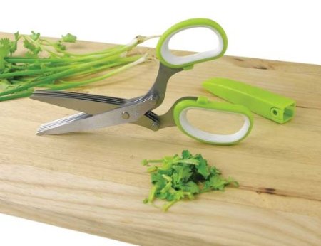 NewlineNY Heavy Duty Stainless Steel 10-Blade Gourmet Herb Scissors with Blades Guard Cover Cleaner