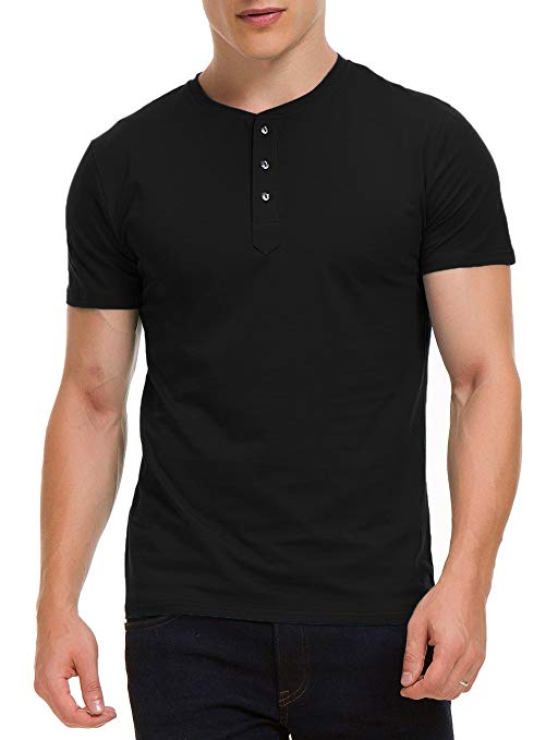 Boisouey Mens Casual Slim Fit Short Sleeve Henley T-Shirts Cotton Shirts