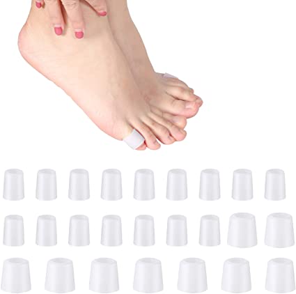 Toe Cushion Tube Toe Tubes Sleeves Soft Gel Corn Pad Protectors for Cushions Corns, Blisters, Calluses, Toes and Fingers (24 Pieces, Small Gel Toe Tube)