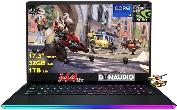 MSI GE76 Raider Gaming Laptop 17.3" FHD IPS 144Hz 12th Gen Intel 14-core i9-12900H 32GB RAM 1TB SSD GeForce RTX 3060 6GB RGB Backlit Thunderbolt USB-C MiniDP Dynaudio Nahimic Win11 Black   HDMI Cable