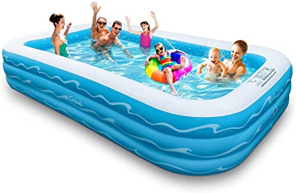 G-TING Inflatable Swimming Pool, Family Full-Sized Kiddie Pool 120" x 72" x 22" Large Above Ground Pool Family Lounge Pool for Kids, Adults, Toddlers, Outdoor, Garden, Backyard, Includes Patches