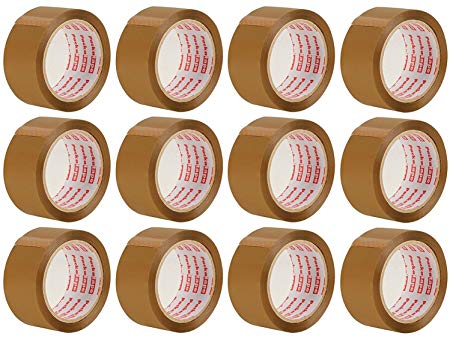 Packatape Brown Packaging Tape for Parcels and Boxes. This 12 roll pack of Heavy Duty Brown Packing Tape Provides a Strong, Secure and Sticky Seal for your Boxes - 12 Rolls 48MM x 66M