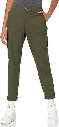 Amazon Essentials Women's Mid-Rise Slim-Fit Cropped Tapered Leg Khaki Pant