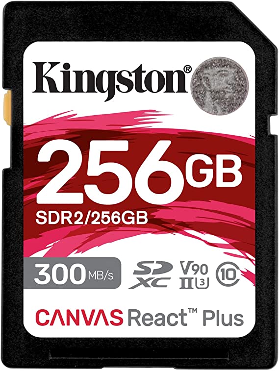 Kingston Canvas React Plus 256GB SD Card | SDXC UHS-II | 300R/260W U3 V90 | Full HD/4K/8K | SDR2/256GB