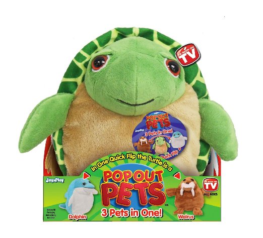Pop Out Pets Ocean, Reversible Plush Toy, Get 3 Stuffed Animals in One - Turtle, Dolphin & Walrus, 8 in.