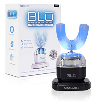 Go Smile Blu | Hands-Free Toothbrush | Teeth Whitening | Gum Massage | Sonic Blue Technology (Black)