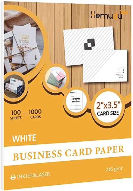 Hemudu Tale Printable Business Cards Paper,2 x 3.5", 1000 Cards, Inkjet & Laser Printer Compatible 216 gsm (100 Sheets),White