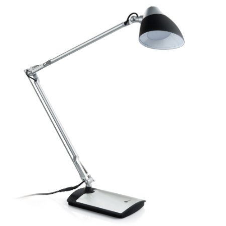 TaoTronics Metal Desk Lamp LED (Flexible Arm, Rotatable Head, Eye-Friendly Design, Black Plastic   Silver Aluminum Alloy Finish), 6W