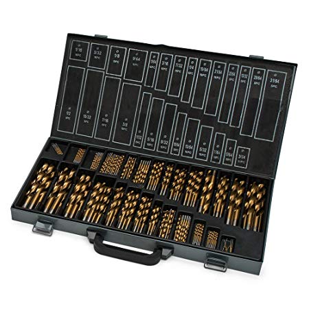 230 piece Titanium Drill Bit Set - Multiples of each of the 27 Sizes From 3/64" up to 1/2 Inch -Coated HSS