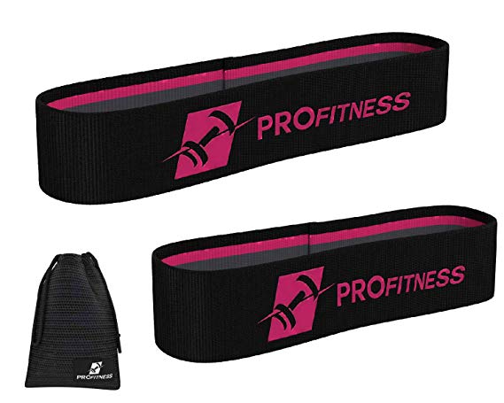 ProFitness Hip Resistance Bands [Set of 2] | Non-Slip, Durable Resistance Loop Bands for Full Body Workouts, Strength &Stamina | Perfect for Legs, Hips, Glutes, Arms, Stretching, Rehab & More