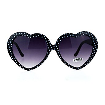 SA106 Polka Dot Print Plastic Heart Shape Cute Womens Sunglasses