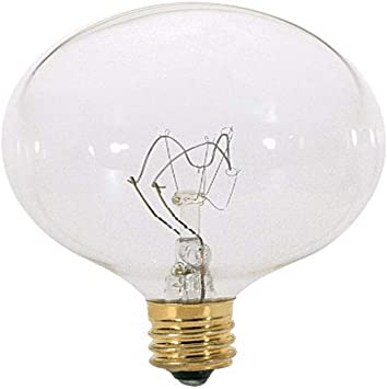 Satco S3831 120V 60 Watt G16.5 Candelabra Base Light Bulb, Clear