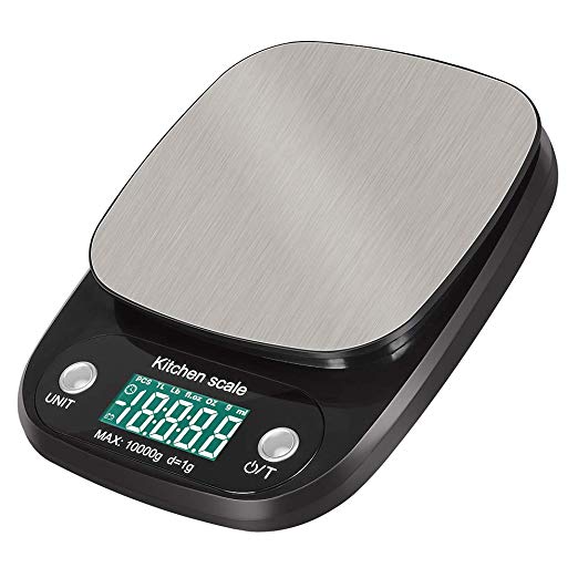Cosaux FR02 Digital Food Kitchen Scale, Stainless Steel Household 10kg Digital Electronic Kitchen Weight Scale with Tare & Auto Off Function food Measuring Tools Batteries Included