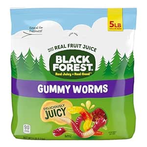 Black Forest Gummy Worms Candy, Made With Real Fruit Juice, Resealable Bag, 5 Pound Bulk Bag