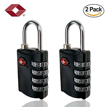 TSA Luggage Locks, 4 Digit TSA Approved Travel Combination Luggage Locks for Suitcases