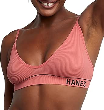 Hanes Women's Originals Seamless Triangle Rib Bralette, Soft Ribbed Bra, Comfortflex Fit