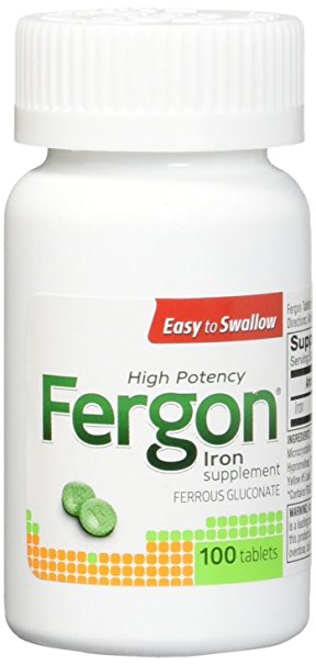 Fergon Iron Supplement, Tablets, 100 Count