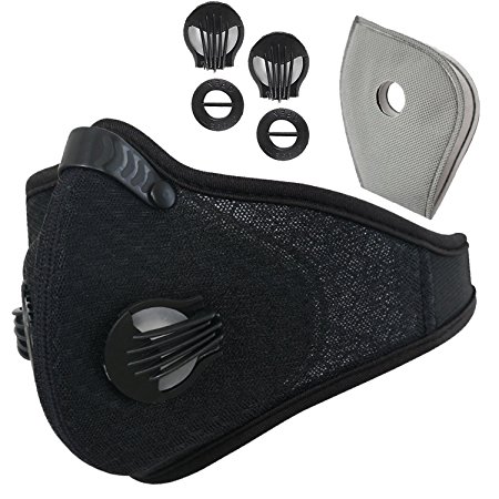 Infityle Dustproof Mask - Activated Carbon Dust Masks - with Extra Filter Cotton Sheet and Valves for Exhaust Gas, Anti Pollen Allergy, PM2.5, Running, Cycling, Outdoor Activities