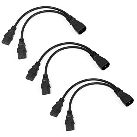 3Pack UPS Server Y Splitter C14 to 2 x C13 Power Adapter Cable Cord 30cm
