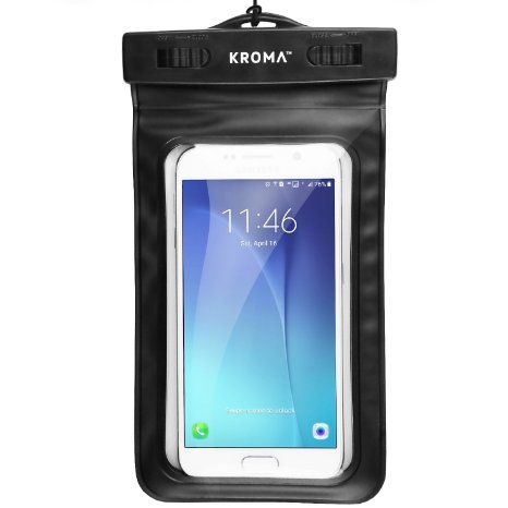 Universal Waterproof Case, Kroma Cell Phone Dry Bag for Apple iPhone 6S 6,6S Plus, 5S 7, Samsung Galaxy S7, S6 Note 5 4, HTC LG Sony Nokia Motorola up to 6.0" diagonal (Black)