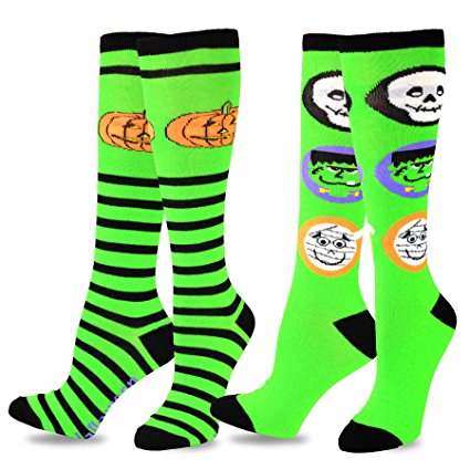 TeeHee Novelty Halloween Fun Knee High Socks for Women 2-Pack