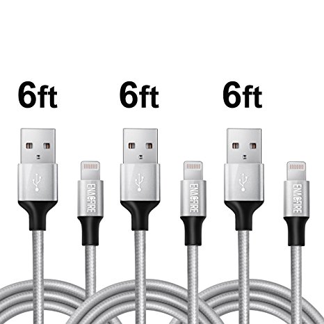 EnacFire Lightning Cable 3Pack 6FT Durable and Fast Charging Cable (Dual Layer Protection) 8pin Lightning to USB Cable for iPhone 7/7 /6/6 /6s/6s /5/5s/5c/SE, iPad and More (Space Gray) ...