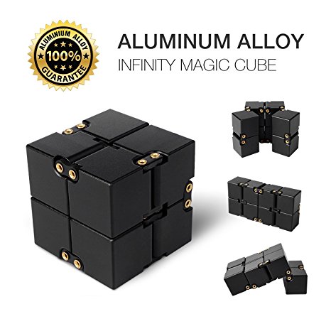 Aluminium Alloy Infinity Pocket Size Cube JOYNOTE Fidget Relaxation Spinner Office Stress Reducers for ADD, ADHD, Anxiety, Autism Adult & Kids (Black)
