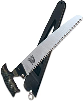 Outdoor Edge GrizSaw - Lightweight T-Handle Fixed Blade Outdoor-Hunting Saw with 8.0", 65Mn Spring Steel Blade for Cutting Tough Bone and Wood and Locking Zytel Sheath with Swivel Clip Belt Attachment